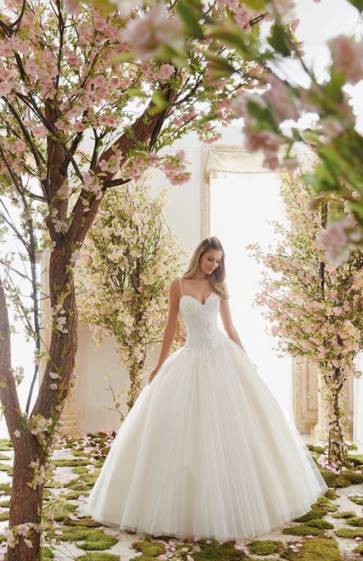 Robe de mariée princesse, chic et glamour vue de face 